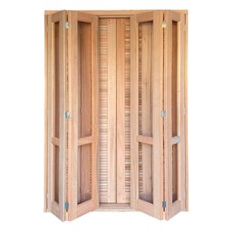 Porta Balcão Pantográfica Semi-panorâmica com Veneziana Reto Padrão Cedro Bat.14 Cm-2.15(a)x1.20(l) - 1