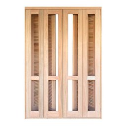 Porta Balcão Pantográfica Semi-panorâmica com Veneziana Reto Padrão Cedro Bat.14 Cm-2.15(a)x1.20(l) - 2