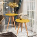 Ver imagem 1 de Kit Mesa Apoio e Lateral de Sofá Retrô Classic com 3 Pernas Decoração - Amarelo