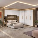 Ver imagem 1 de Quarto Modulado Adapt 13 Portas 6 Gavetas MDP 620cm Nogueira-Branco