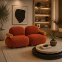Ver imagem 3 de Sofá Leaf 180 cm 2 Lugares Orgânico Luxo Sala de Estar:Bouclê Terra Cota