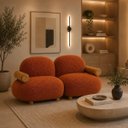 Ver imagem 2 de Sofá Leaf 180 cm 2 Lugares Orgânico Luxo Sala de Estar:Bouclê Terra Cota