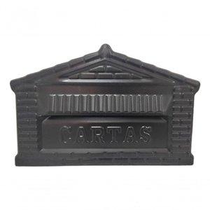 Caixa de Correios para Muro Grade de Aluminio Inox Moderna Preto