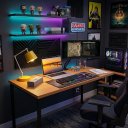Ver imagem 2 de Mesa Escrivaninha Moderna Industrial Gamer para Pc 76cm:Canela