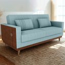 Ver imagem 1 de Sofa Cama 2 Lugares 203 Cm Esther Boucle Azul Corino Whisk Milani Store
