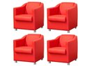 Ver imagem 1 de Kit 4 Poltronas Decorativa Biane Couro Vermelho Pés Cromado Ms Decor