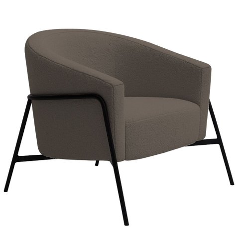 Poltrona Decorativa Maitê Base Aço Preto Bouclé Marrom - Nexta Casa