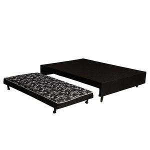 Cama Box Bicama Casal com Cama Auxiliar 138x188 Estrutura Madeira Eucalipto Reforçada para Hóspedes