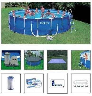 Piscina Intex 24311 Litros com Bomba Filtrante Capa Forro Escada e Transformador para 220v - 1