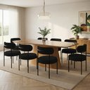 Ver imagem 1 de Mesa Jantar Vidro 200cm Kit 8 Cadeiras Aço Preto Boucle H02 - D'Rossi