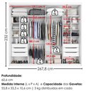 Ver imagem 3 de Guarda Roupa Casal 2 Portas de Correr com Espelho MDF Atrane 268 cm Branco Absoluto Zanz