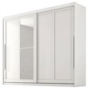 Ver imagem 1 de Guarda Roupa Casal 2 Portas de Correr com Espelho MDF Atrane 268 cm Branco Absoluto Zanz