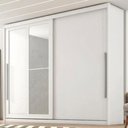 Ver imagem 2 de Guarda Roupa Casal 2 Portas de Correr com Espelho MDF Atrane 268 cm Branco Absoluto Zanz