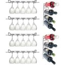 Ver imagem 1 de Conjunto de 4 Suportes 25cm para Taças e 2 Adegas de Parede para Vinho Duler Aço Cromado