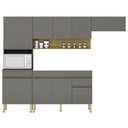 Ver imagem 1 de Armário de Cozinha 4 peças Balcão sem Tampo 120cm Lina04 K02 Gris/Freijó - Mpozenato