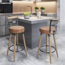 Kit 2 Banquetas Alta Bistro Luxo para Cozinha Balcão Moscou:amarula - 2