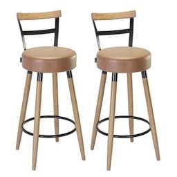 Kit 2 Banquetas Alta Bistro Luxo para Cozinha Balcão Moscou:amarula - 1
