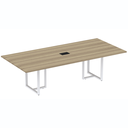 Ver imagem 1 de Mesa de Reunião com Caixa de Tomada 260 x 120 cm Pé Tubular PE25 MDP Noce Naturalle Branco