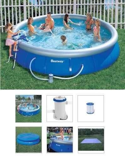 Piscina Bestway 10179 Litros Completa ESCADA Capa Forro Bomba Filtro 220v - 1