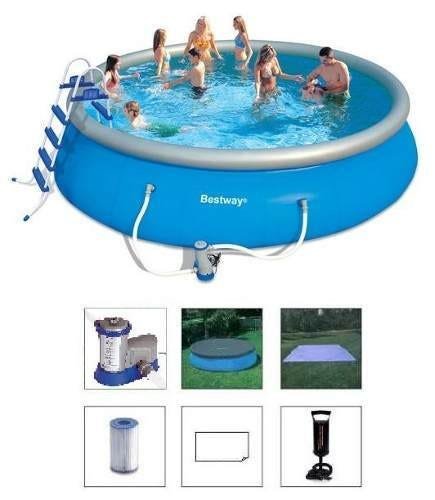 Piscina Bestway 21182 Litros Bomba Filtro Escada Capa Forro 220v #57212 - 1