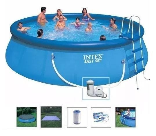 Piscina Intex 20647 Litros com Bomba Filtro 110v Capa Forro Escada #28175 - 1