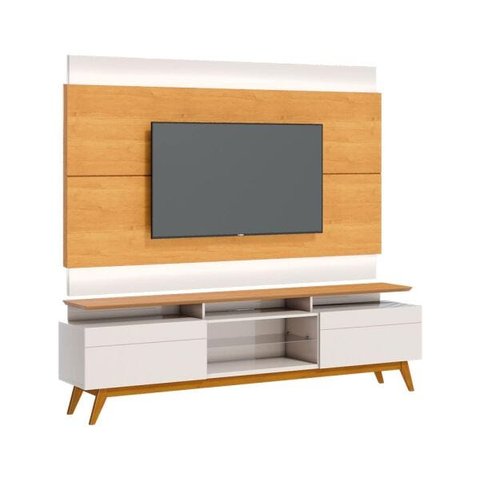 Rack com Painel Classic +2G 2.2 com Led Nature com Off White - Imcal Móveis