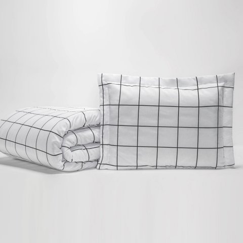 Cobre Leito Solteiro Lines Micropercal 180 Fios 2 Peças - Branco