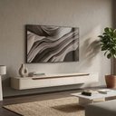 Ver imagem 1 de Rack Suspenso Slim Curvo 180cm para Tv até 65” Moderno Luxo Mdp/mdf com Portas Basculantes Off White