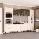 Ver imagem 1 de Cozinha sem Rodapé Torre Quente Paneleiro Aéreo de Vidro e Balcão Amara Bege/Creme/Branco