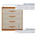 Ver imagem 5 de Cômoda para Quarto 4 Gavetas Puxador Softfeel Suavitá 89cm Marrom Amêndoa Clean/Off White