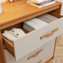 Ver imagem 4 de Cômoda para Quarto 4 Gavetas Puxador Softfeel Suavitá 89cm Marrom Amêndoa Clean/Off White