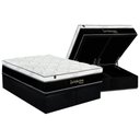 Ver imagem 1 de Cama Box Baú Queen: Colchão Molas Ensacadas Luckspuma Visco Lucksfaction Black + Base Crc Suede