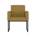 Ver imagem 2 de Poltrona Cadeira Decorativa Recepção Base de Ferro Dourada Cor:capuccino