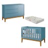 Berço Americano e Cômoda New Classic Azul com Pés Madeira e Colchão Gazin – Reller - 1