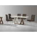 Ver imagem 2 de Mesa de Jantar Etna com Vidro Nogal com Off White com 6 Cadeiras Naturalle Marrom Cromada - Aço