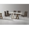 Mesa de Jantar Etna com Vidro Nogal com Off White com 6 Cadeiras Naturalle Marrom Cromada - Aço - 2