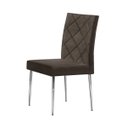 Ver imagem 3 de Mesa de Jantar Etna com Vidro Nogal com Off White com 6 Cadeiras Naturalle Marrom Cromada - Aço