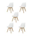 Ver imagem 1 de Kit C/5 Cadeiras Leda – Charles Eames Saarinen Wood com Almofada Branca