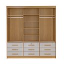 Ver imagem 2 de Guarda Roupa 3 Portas de Correr com Espelho 9 Gavetas Meridian Cinamomo com Off White