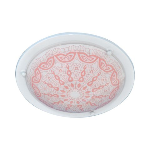 LUMINÁRIA PLAFON REDONDO MED RENDA BRANCO/ROSA - 2015 MED BR/RS