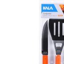 Ver imagem 2 de Conjunto Churrasco 199060 Aço Inox Cabo Madeira Utensílios para Carnes Kala 4 Peças