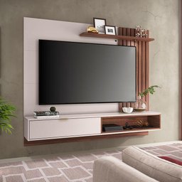 Home Suspenso Para Tv Até 60" Polegadas Tocantins 1.8-Colibri - Off white / Nogueira - 5