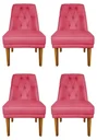 Ver imagem 1 de Kit 4 Cadeiras para Sala de Jantar Escritório Estofada Berlim Retro Suede Rosa Eli Móveis e Decoraçã
