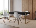 Ver imagem 1 de Conjunto Industrial Filadelfia 137x90 Ferro Dourado Tampo Preto 4 Cadeiras Branco