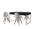 Ver imagem 2 de Conjunto Industrial Filadelfia 137x90 Ferro Dourado Tampo Preto 4 Cadeiras Branco