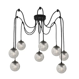 Pendente Spider Preto com Globos Fumê para 8 Lâmpadas G9 de LED - 1