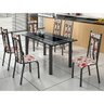 Conjunto de Mesa Tampo Ardosia Lotus 1,40 com 6 Cadeiras Kaslianc Tubulares Preto Cestaplus - 1