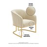Poltrona Decorativa Glow Veludo Base Aço Dourado Zahav:Bege - 3