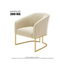 Ver imagem 4 de Poltrona Decorativa Glow Veludo Base Aço Dourado Zahav:Bege