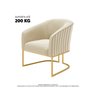Poltrona Decorativa Glow Veludo Base Aço Dourado Zahav:Bege - 4